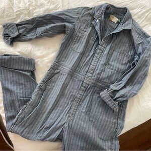 Vintage Railroad Striped Blue Coveralls Jumpsuit